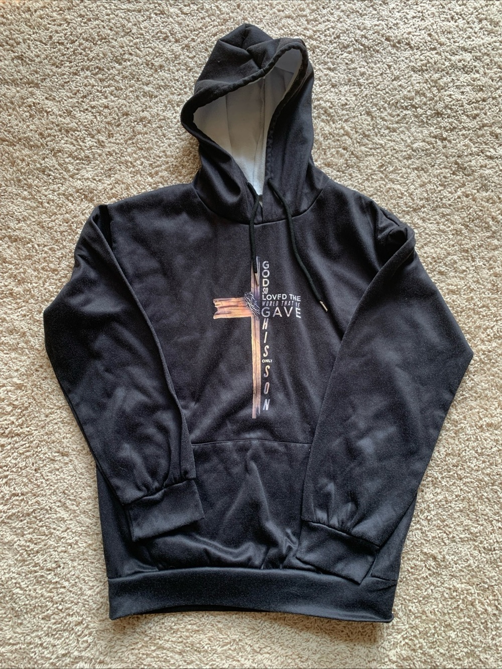 John 3:16 Christian Cross Bible Religious Gift Unisex Hooded Sweatshirt Size Med
